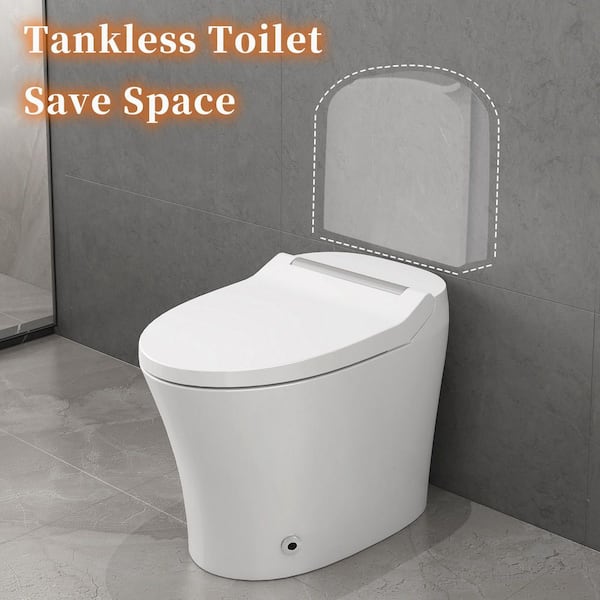 Elongated Smart One Piece Toilet 1.28 GPF in White with Adjustable Temp Heated Seat, Auto Flush and White Night Light