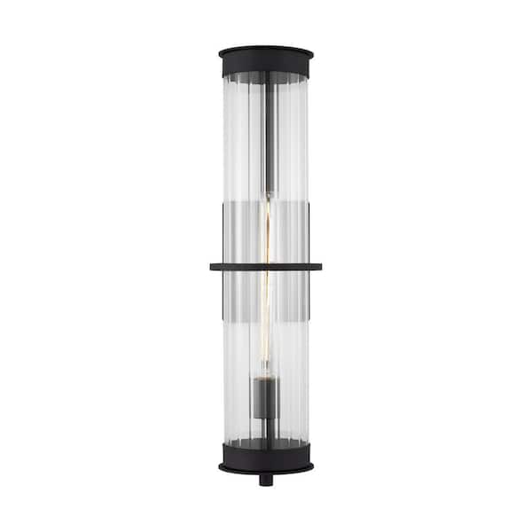 Generation Lighting Alcona 1-Light Black Hardwired Outdoor Extra Large Wall Lantern Sconce