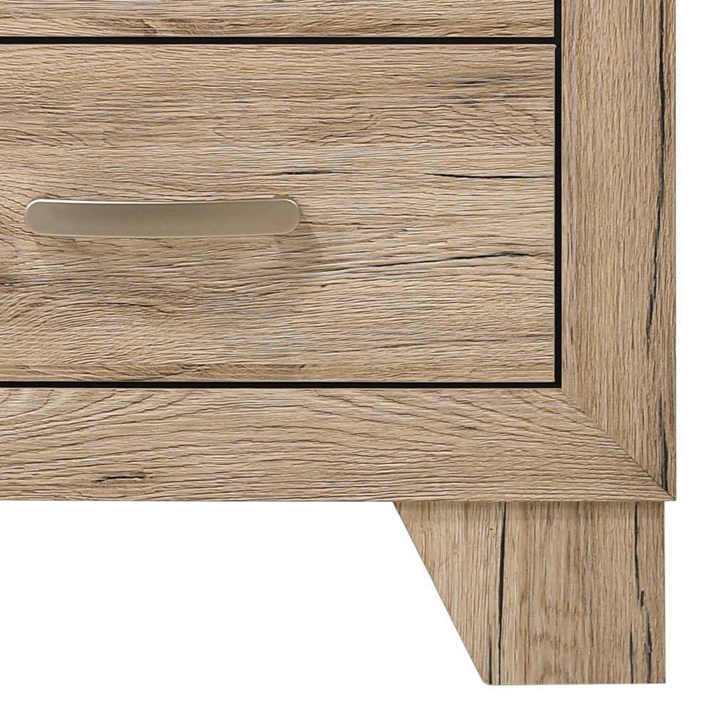 Natural Washed Oak 2-Drawer Wooden Nightstand