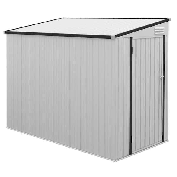 4 ft. x 7.7 Metal Shed with 1-Door Storage Shed Lean to Storage Shed w/Lockable Door & 2 Air Vents in White, 30 sq. ft.