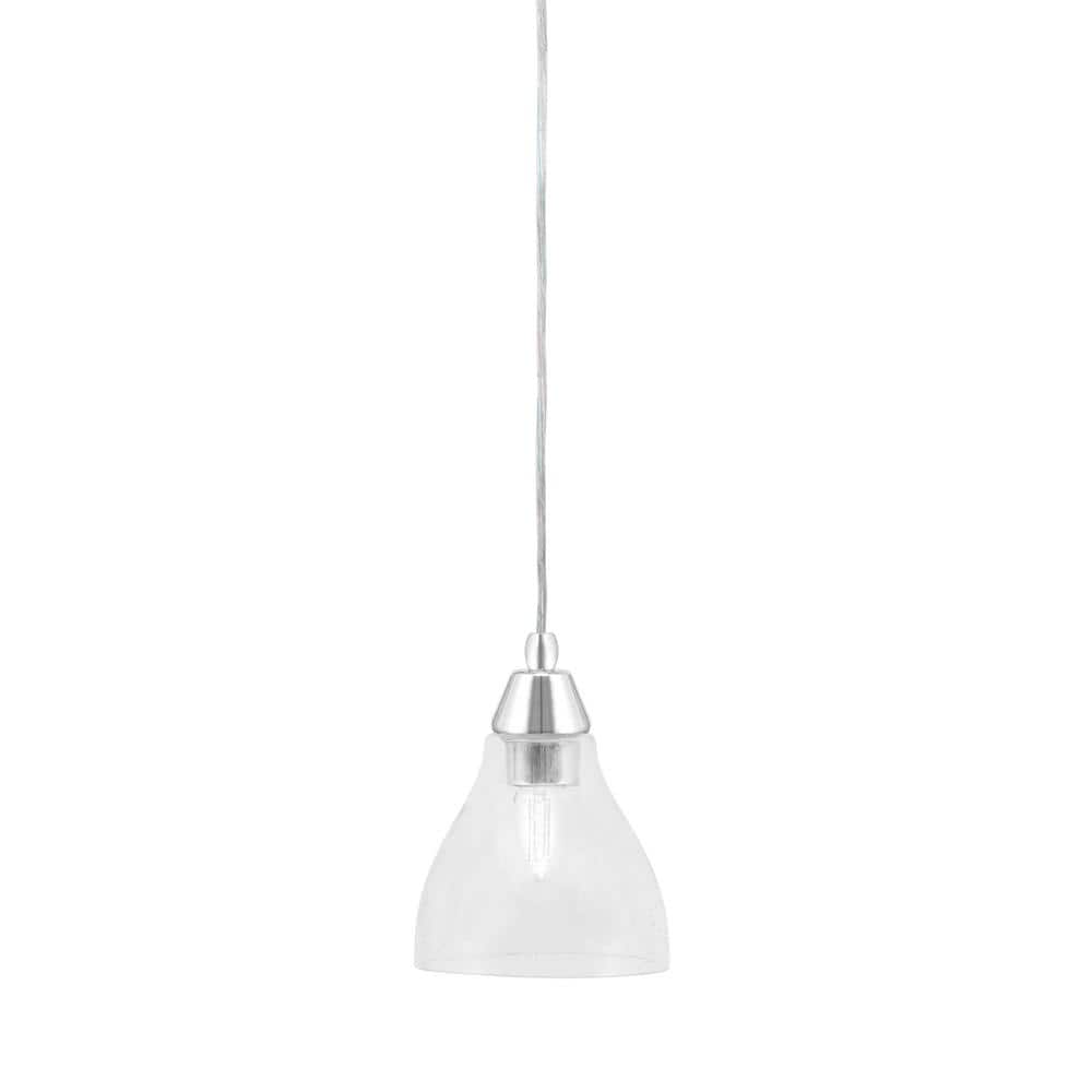 Bryson 6.25 in. 1-Light Chrome Cord Pendant Light with 6.25 in. Clear Bubbl