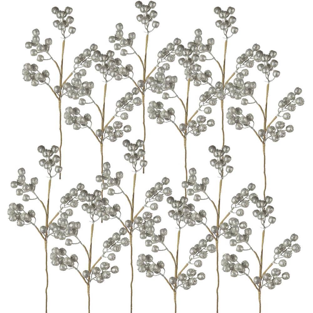 24" Silver Berry Sprays Set of 12