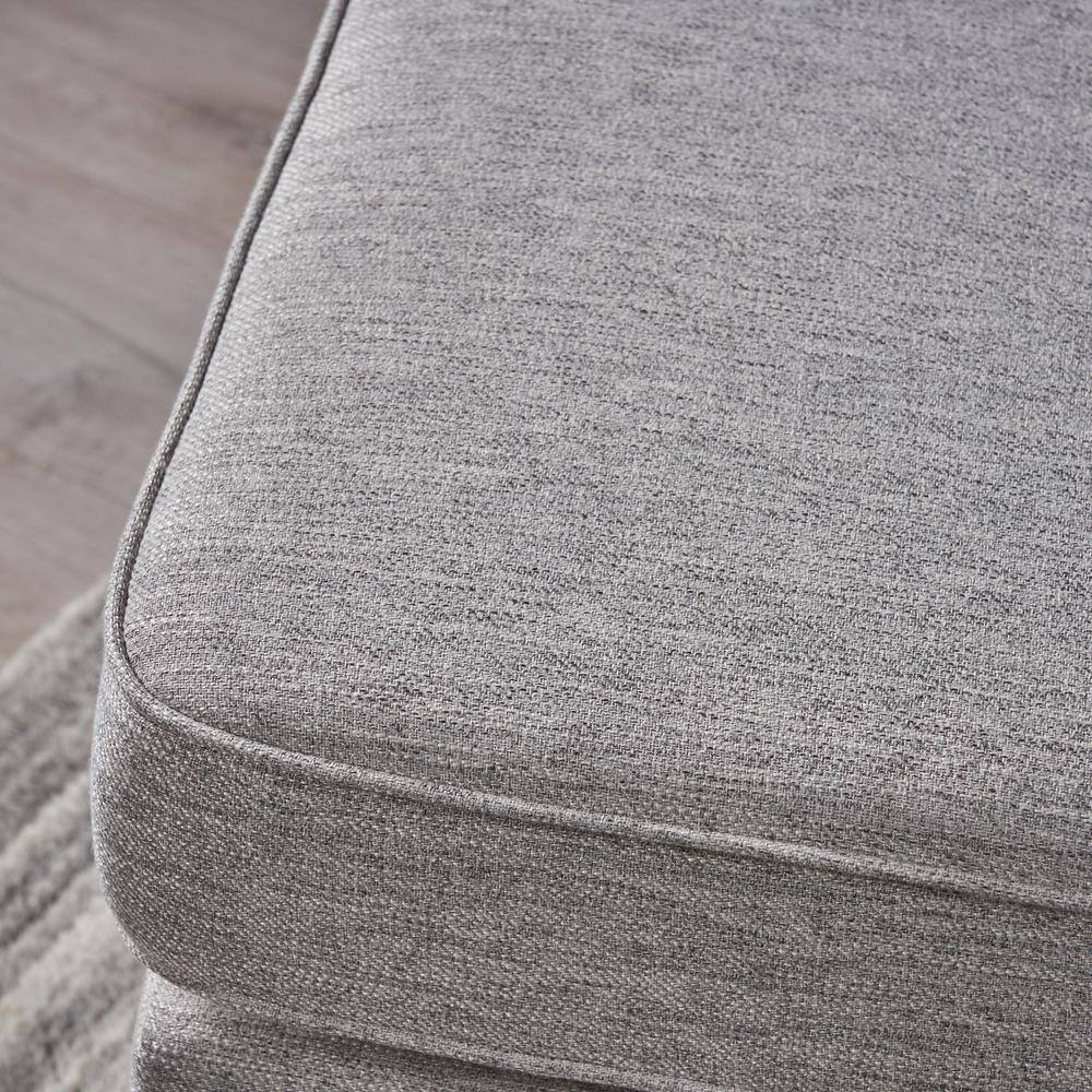 Contemporary Light Gray Slipper Chair with Dark Brown Wood Accents