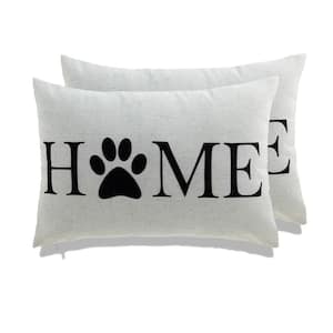 Black Print Home and Dog 14 in. x 20 in. Throw Pillow  (Set of 2)