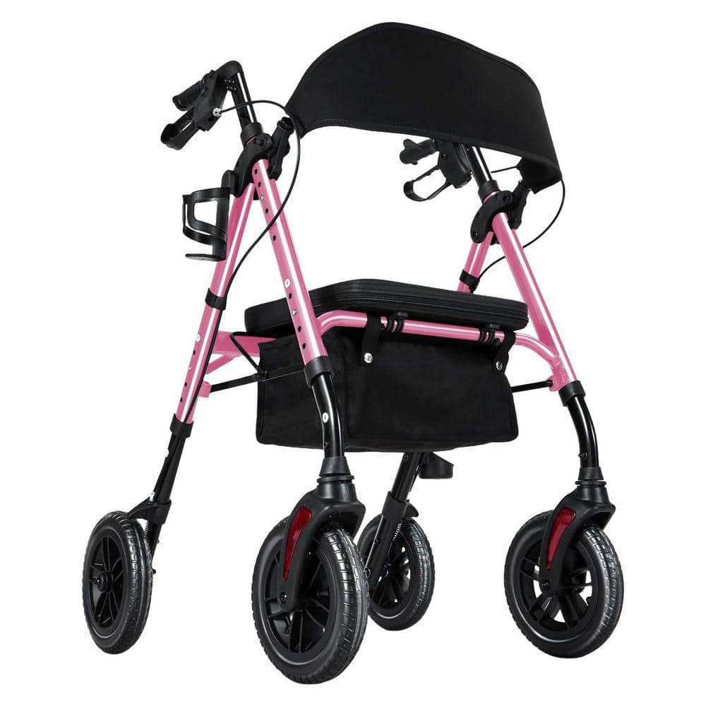 JFVKAF Adjustable Height 4 Wheel Rollator Walker with Seat and