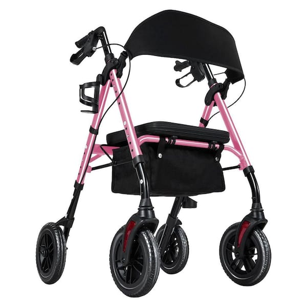 JFVKAF Adjustable Height 4 Wheel Rollator Walker with Seat and