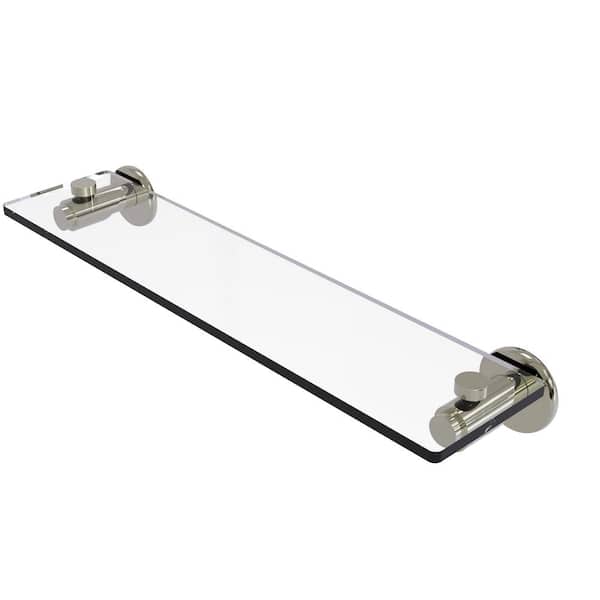 Allied Brass Tribecca Collection 22 in. Glass Vanity Shelf with Beveled Edges in Polished Nickel
