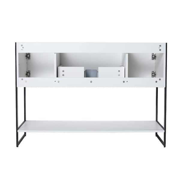 Unbranded 47.2 in. W x 18.1 in. D x 34.3 in. H in White Bathroom Vanity with Resin Basin Top