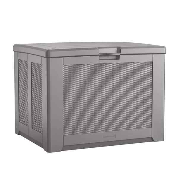 Unbranded 74-Gallon 33.5 x 27.5 x 25.5 in. Gray Medium Resin Outdoor Storage Deck Box with Lockable Lid
