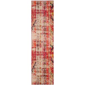 Monaco Magenta/Multi 2 ft. x 8 ft. Distressed Runner Rug