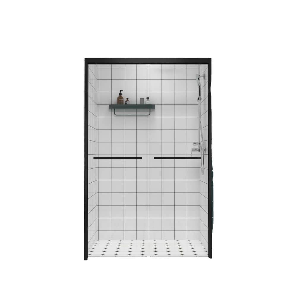 44-48 in. W x 76 in. H Sliding Framed Shower Door in Matte Black with Clear Tempered Glass price history on PriceWatchPro