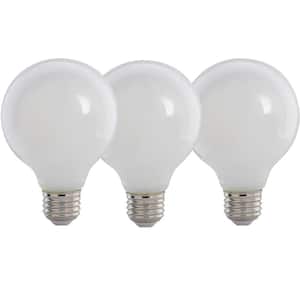 100-Watt Equivalent G25 E26 Dimmable Filament CEC 90 CRI White Glass Vanity LED Light Bulb in Soft White 2700K (3-Pack)