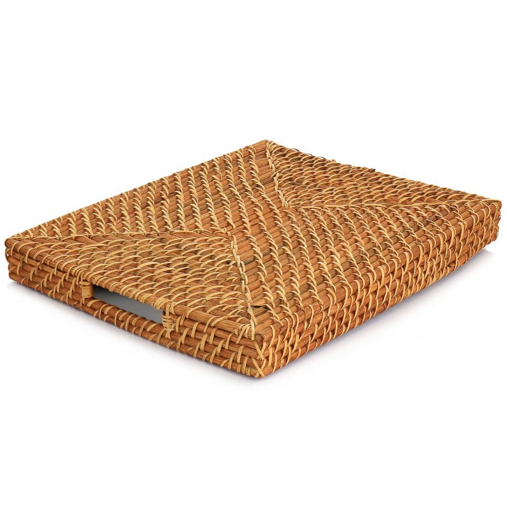 Martha Stewart 16 Inch Light Brown Rattan Woven Serving Tray