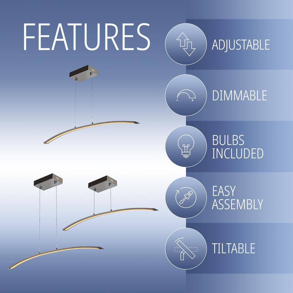 41.5" Chrome Adjustable LED Linear Pendant Light