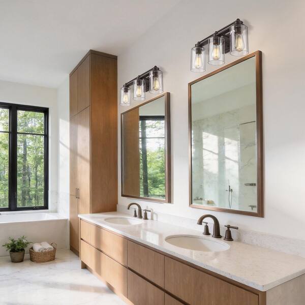 JAZAVA Farmhouse 22.5 in. 3-Light Oil-Rubbed Bronze Bathroom