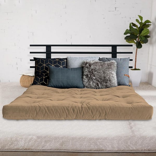 Huluwat Khaki 8 in. Memory Foam Fiber Foam Sleep Supportive Pressure Relief Mattress Pad