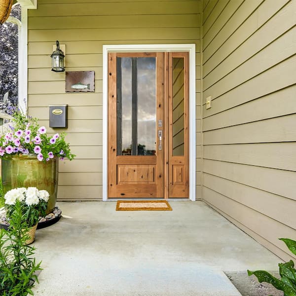 Krosswood Doors 44 in. x 96 in. Mediterranean Alder Sq Clear Low-E  Unfinished Wood Right-Hand Prehung Front Door with Left Half Sidelite  PHED.KA.300V.26.80.134.RH-M1-1.1LSL - The Home Depot