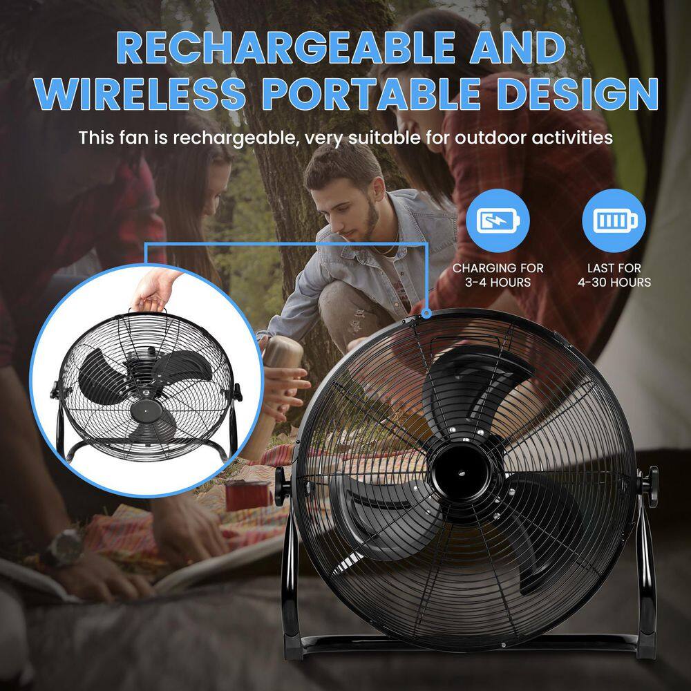Edendirect 16 in. 3 Speed High Velocity Heavy Duty Metal Industrial Floor Fans in Black?with Oscillating Quiet
