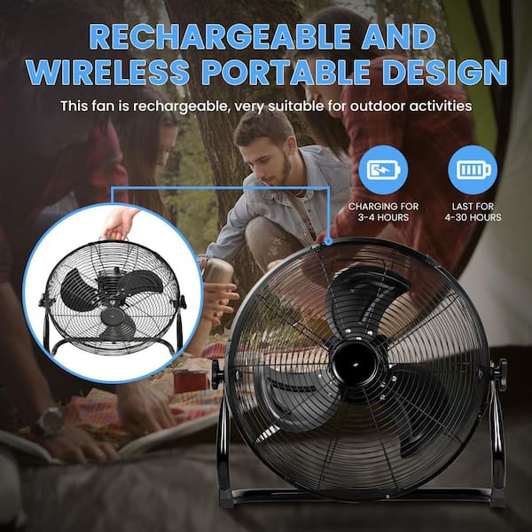 Edendirect 16 in. 3 Speed High Velocity Heavy Duty Metal Industrial Floor Fans in Black，with Oscillating Quiet