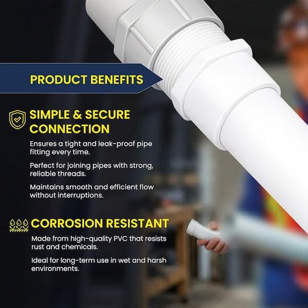 PLUMBFLEX 1-1/2 in. x 1-1/4 in. White Rigid PVC DWV Trap Adapter