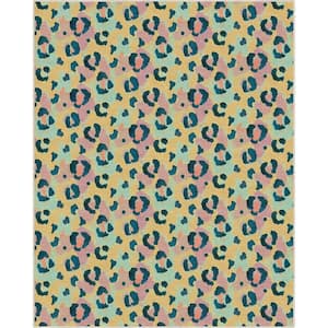 Yellow Coral 5 ft. x 7 ft. Animal Prints Leopard Contemporary Pattern Area Rug