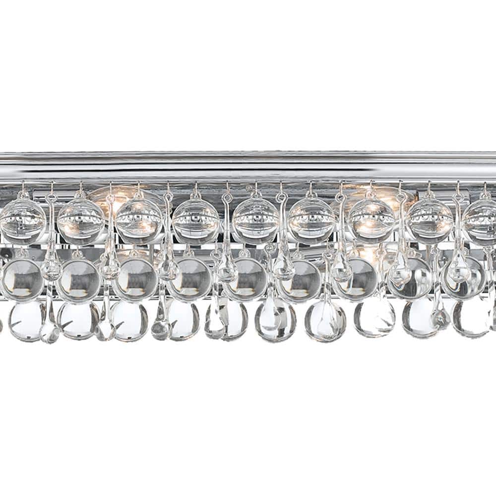 Polished Chrome 8-Light Dimmable Vanity Fixture with Clear Glass Drops