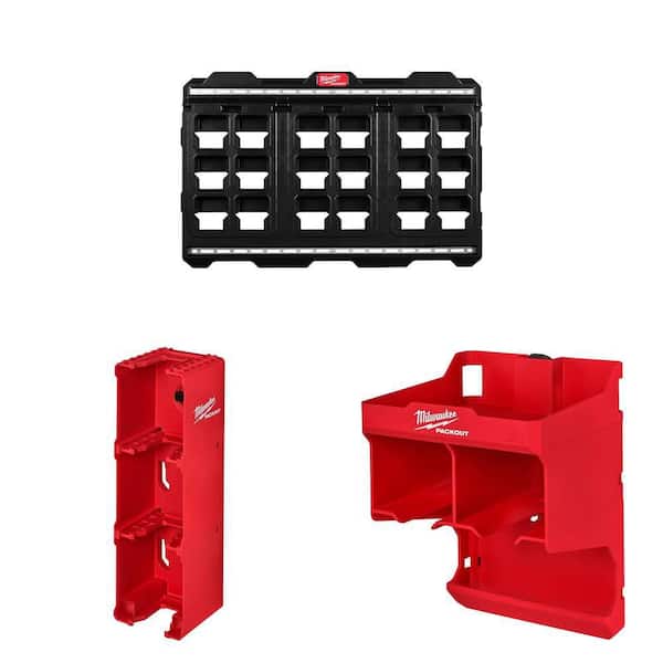 20 in. x 30.75 in. Black Wall Plate, PACKOUT M18 Battery Rack and PACKOUT Tool Station Combo