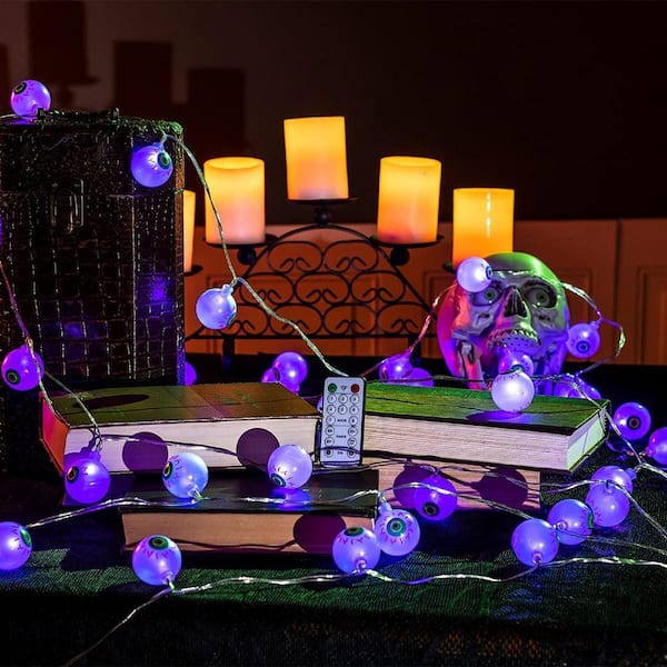 Hiboom Halloween Indoor String Lights Decorations, Purple Ghost