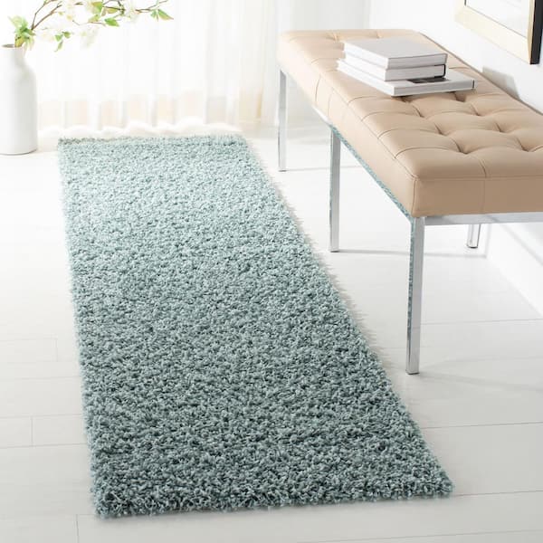 Athens Shag Seafoam 2 ft. x 6 ft. Solid Runner Rug