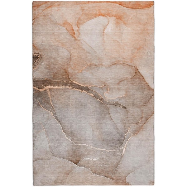 Dream Shag Premium Machine Washable Abstract ADS508 Taupe 9 ft. x 12 ft. Area Rug
