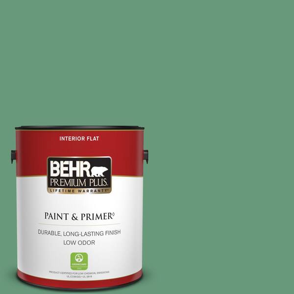 BEHR PREMIUM PLUS 1 gal. #470D-5 Herbal Flat Low Odor Interior Paint & Primer