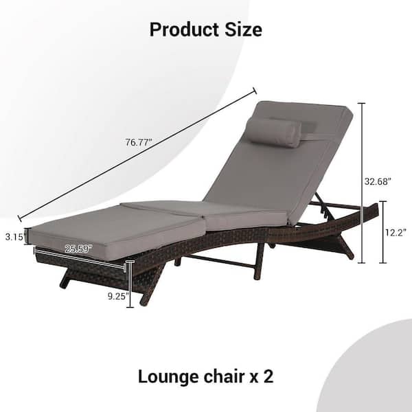 。 Brown Wicker Outdoor Adjustable Lounge Chair, Patio Recliner
