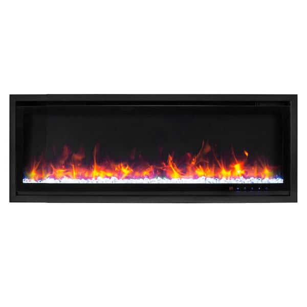Kennedy II 60 in. Commercial Grade Recessed or Wall mount Electric Fireplace in Black