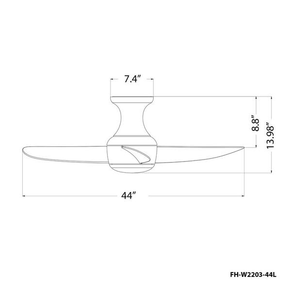 Modern Forms Corona 44 in. Smart Indoor/Outdoor 3-Blade Flush