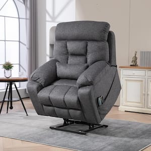 Top-tier Flagship Oversized 4 OKIN Motors Fabric Recliner Lift Sofa 2 Remote Controls, Pillow and 2 Cup Holder - Grey