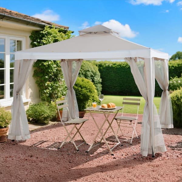 Sunjoy 10 ft. x 10 ft. Outdoor Modern 2-Tier Steel Frame Soft Top