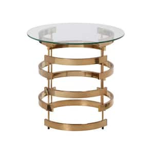 Julia 23.25 in. W Champagne 21.25 in. H Round Glass End Table with 1 -Piece