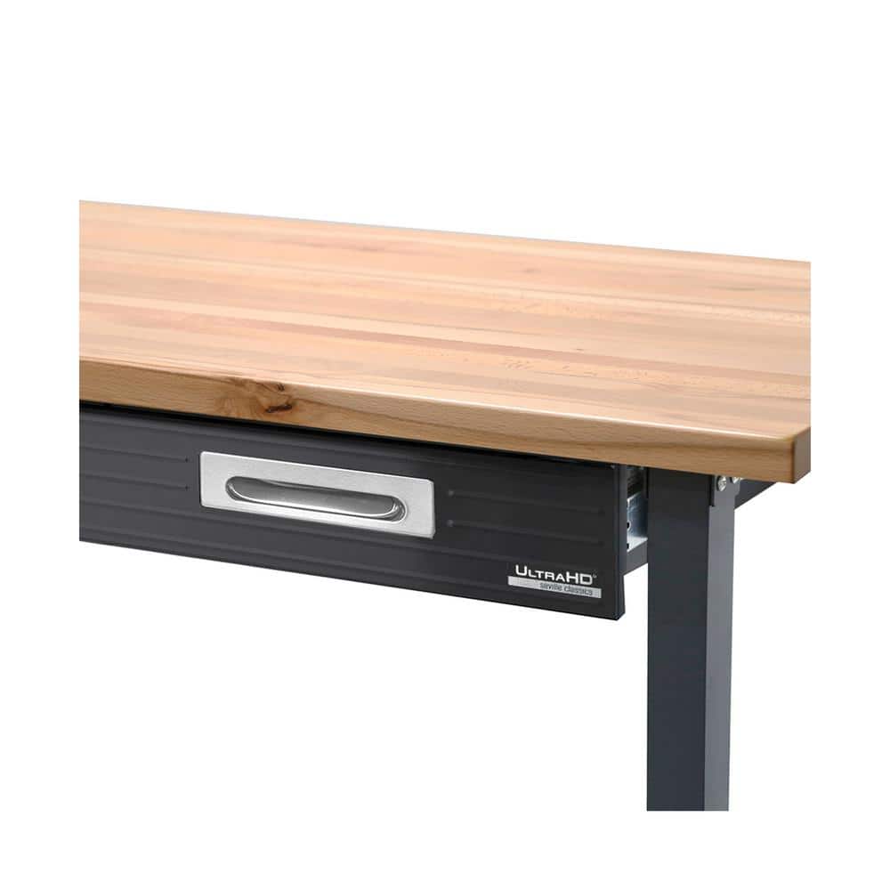 UltraGraphite Solid Wood Top Workbench on Wheels with Steel Drawer