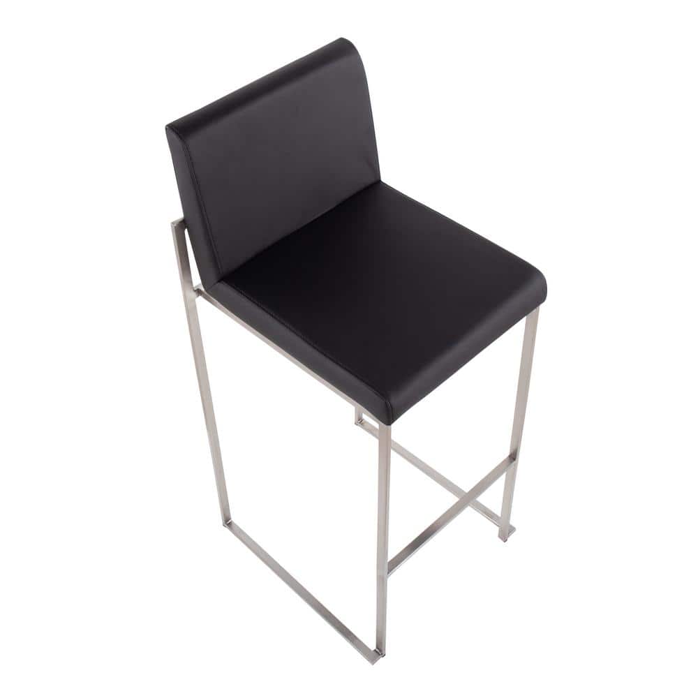 Adjustable Gold Steel and White Faux Leather Bar Stool