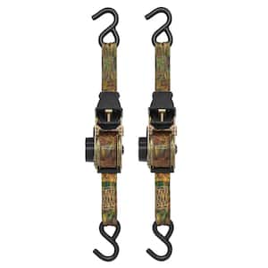 10 ft. x 1.5 in. Camo Retractable Ratchet Tie Down Straps with 1,000 lb. Safe Work Load - 2 pack