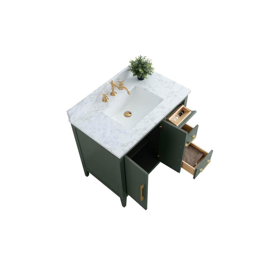 Vintage Green 36" Single Bathroom Vanity with Gold Hardware