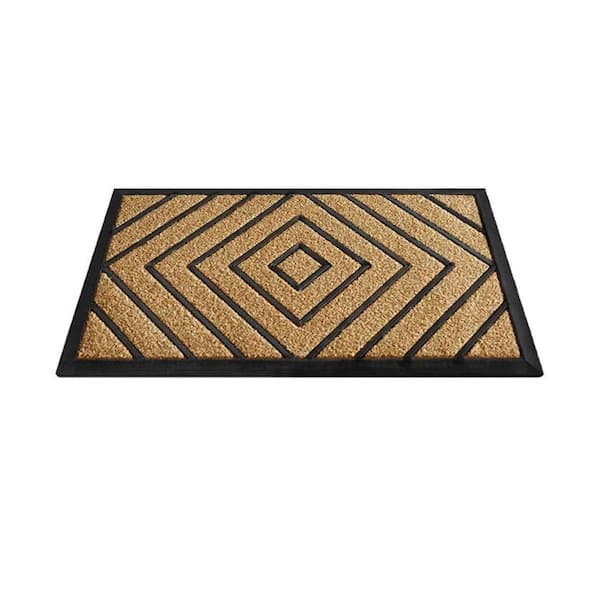 Natural 18 in. x 30 in. Diamond Coir Door Mat