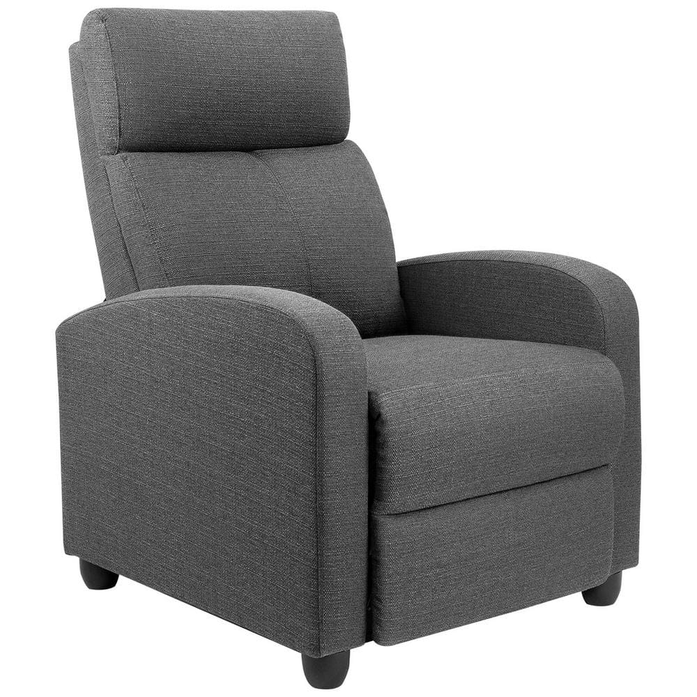 Spaco Gray Linen Wood-Framed Upholstered Recliner Chair with Thick Seat  Cushion and Backrest ZZ701YC001 - The Home Depot