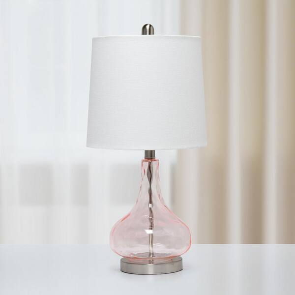 Rose Quartz Rippled Glass Table Lamp, Rose Pink Table Lamp Shade