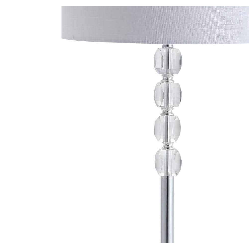 Aubrey Transitional Glam 59.5" White Linen Shade Crystal Floor Lamp