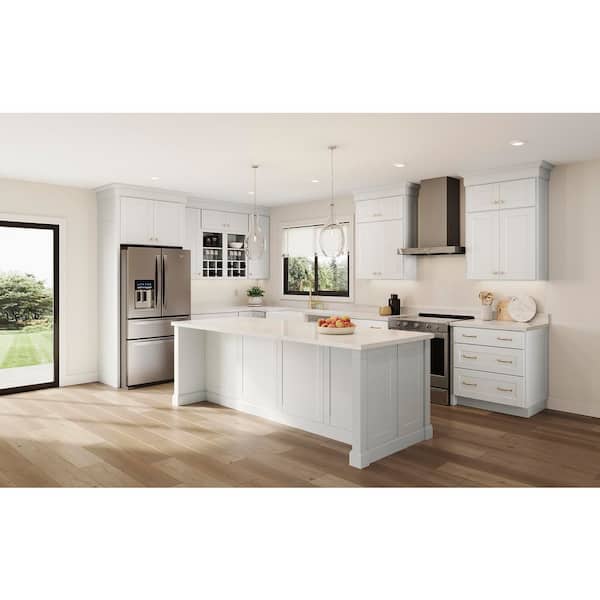 Shaker 21 in. W x 12 in. D x 36 in. H Assembled Wall Cabinet in Satin White
