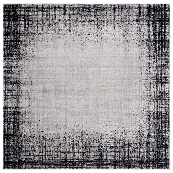 Skyler 7 ft. x 7 ft. Ivory Gray/Black Gradient Border Square Area Rug