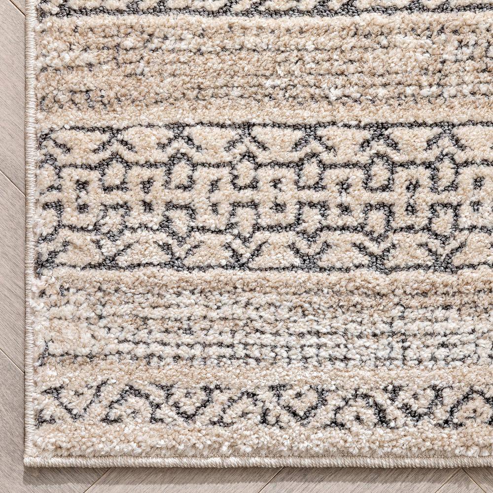 Beige Geometric High-Low Synthetic Rectangular Area Rug