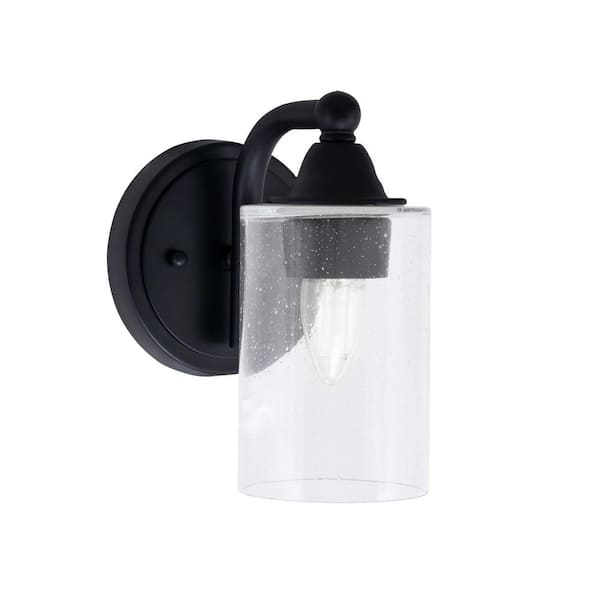 Unbranded Madison 4 in. 1-Light Matte Black Wall Sconce with Standard Shade