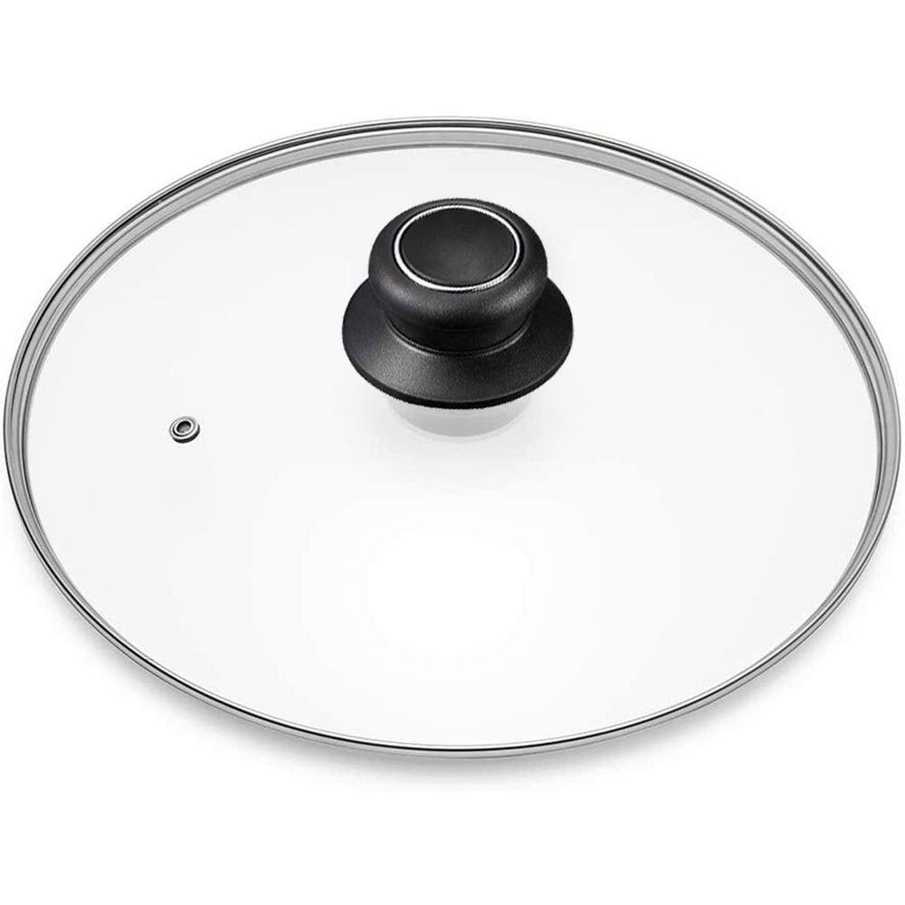 Numhew 12 in. Clear Glass Lid for Frying Pan with Heat-Resistant Handle ...